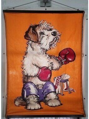 Boxer Dog Boxing Hanging Flag Wall Decor Panel Time By Wesco Reltex 28 X 20